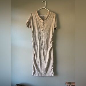 Old Navy maternity Beige Midi Dress with Buttons size medium